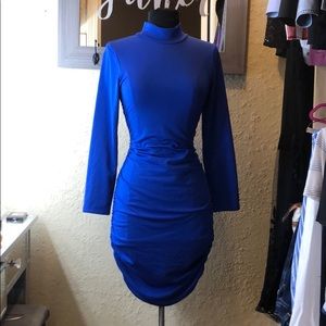 Blue mini scrunch dress